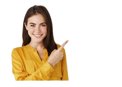 women pointing finger at right